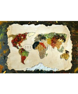 Africa Studio, Map of world made from different kinds of spices