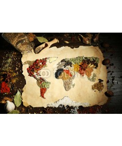 Africa Studio, Map of world made from different kinds of spices