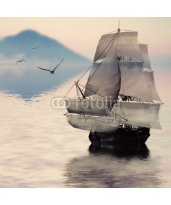 F@natka, Sailboat against beautiful sunset landscape