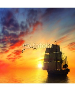 F@natka, Sailboat against beautiful sunset landscape