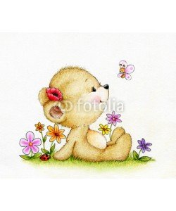 ciumac, Cute Teddy bear and butterfly