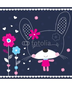 yoliana, cute bunny girl with flowers vector illustration