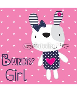 yoliana, cute bunny girl with heart vector illustration