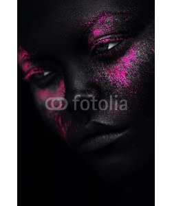 alexbutscom, portrait of woman in pink neon powder