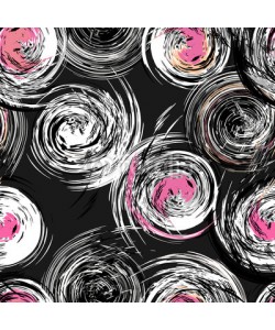 Kirsten Hinte, seamless background pattern, with circles and strokes, black and
