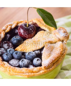 -Marcus-, Decorated homemade shortcrust pastry berry pie with blueberries
