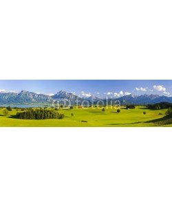 Wolfilser, Panorama Landschaft in Bayern mit Alpen, Berge und Wiesen im Allgäu