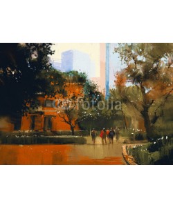 grandfailure, urban scene with people.digital painting