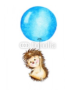 ciumac, Hedgehog flying on blue balloon