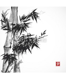 elinacious, Card with bamboo in sumi-e style.