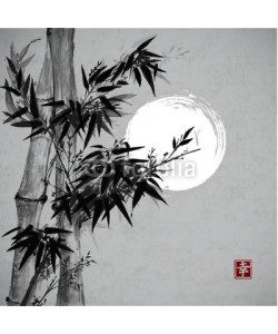elinacious, Card with bamboo in sumi-e style.