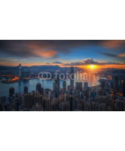 anekoho, Sunrise over Victoria Harbor as viewed atop Victoria Peak