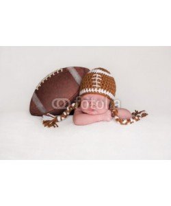 katrinaelena, Newborn Baby Boy Wearing a Crocheted Football Hat