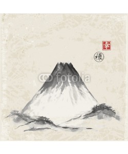 elinacious, Fujiyama mountain hand-drawn with ink