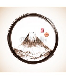 elinacious, Fujiyama mountain hand-drawn with ink