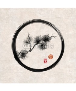 elinacious, Pine tree branch in black enso zen circle