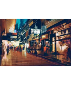 grandfailure, colorful painting of night street.illustration