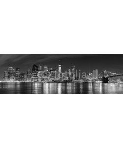 MaciejBledowski, Black and white New York City at night panoramic picture, USA.