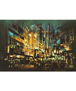 grandfailure, night scene cityscape,abstract art painting