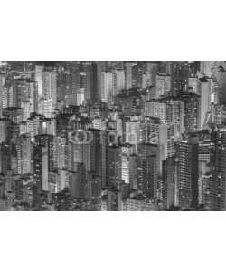 leeyiutung, Aerial view of Hong Kong City in black and white