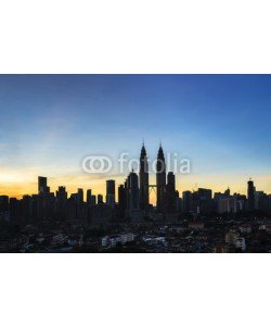 farizun amrod, Silhouette building of KLCC Twin Towers with sunrise background