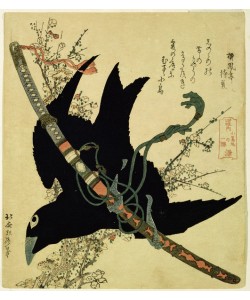 Katsushika Hokusai, The Little Raven with the Minamoto clan sword, c.1823 (colour woodcut)