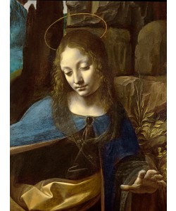 Leonardo da Vinci, Detail of the Head of the Virgin, from The Virgin of the Rocks (The Virgin with the Infant Saint John adoring the Infant Christ accompanied by an Angel) detail, c.1508 (oil on panel)