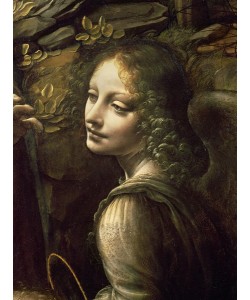 Leonardo da Vinci, Detail of the Angel, from The Virgin of the Rocks (The Virgin with the Infant St. John adoring the Infant Christ accompanied by an Angel), c.1508 (oil on panel)