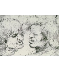 Leonardo da Vinci, Two Heads (pen and ink on paper)