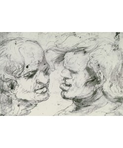 Leonardo da Vinci, Two Heads (pen and ink on paper)