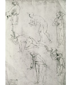 Leonardo da Vinci, Six Figures, Study for an Epiphany (pen and ink on paper)