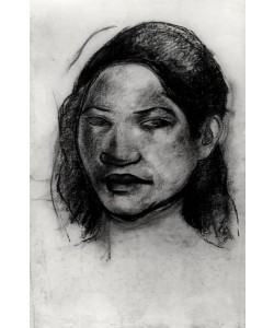 Paul Gauguin, Head of a Tahitian (charcoal on paper) (b/w photo)
