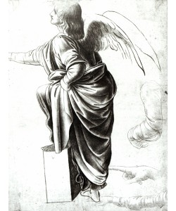 Leonardo da Vinci, Study of an Angel (chalk on paper) (b/w photo)