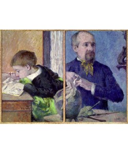 Paul Gauguin, Portrait of Jean Paul Aube (1837-1916) and his son (pastel)
