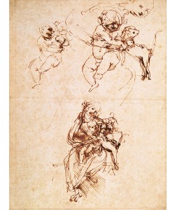Leonardo da Vinci, Studies for a Madonna with a Cat, c.1478-80 (pen and ink on paper)