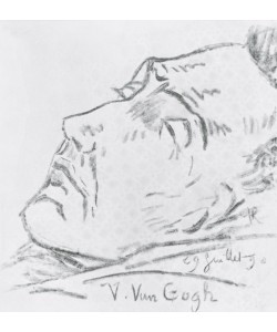 Paul Gachet, Portrait of Vincent Van Gogh (1853-90) on his deathbed, 29 July 1890 (charcoal on paper) (b/w photo)