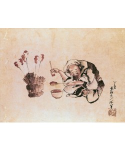 Katsushika Hokusai, Craftsman painting toys (pen & ink and w/c on paper)