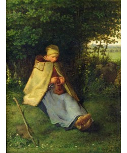 Jean-Francois Millet, A Knitter or a Seated Shepherdess Knitting, 1858-60 (oil on canvas)