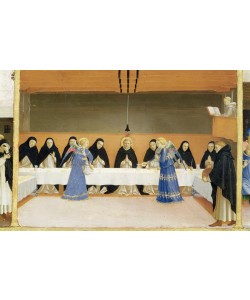 Fra Angelico, St. Dominic and his Companions Fed by Angels, from the predella panel of the Coronation of the Virgin, c.1430-32 (tempera on panel)