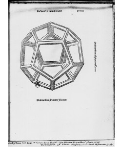 Leonardo da Vinci, Dodecahedron, from 'De Divina Proportione' by Luca Pacioli, published 1509, Venice (engraving) (b/w photo)