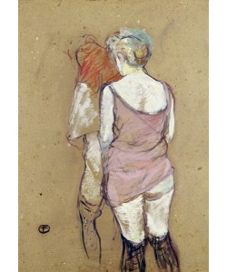 Henri de Toulouse-Lautrec, Two Semi-Nude Women at the Maison de la Rue des Moulins, 1894 (oil on card)