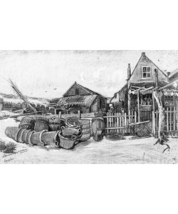 Vincent van Gogh, The fish drying barn at Scheveningen, c.1882 (pencil on paper) (b/w photo)