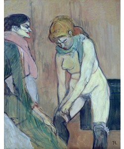 Henri de Toulouse-Lautrec, Woman Putting on her Stocking, or Woman of the House, c.1894 (oil on card)
