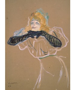 Henri de Toulouse-Lautrec, Yvette Guilbert (1867-1944) singing 'Linger, Longer, Loo', 1894 (oil on cardboard)