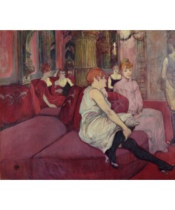 Henri de Toulouse-Lautrec, In the Salon at the Rue des Moulins, 1894 (charcoal & oil on canvas)