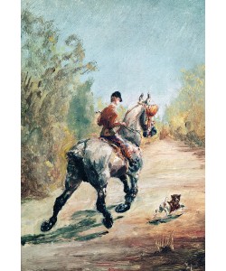 Henri de Toulouse-Lautrec, Trotting Horseman with a Little Dog, 1879 (oil on canvas)