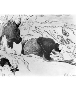Paul Gauguin, Breton Washerwomen, 1889 (zincograph on paper) (b/w photo)