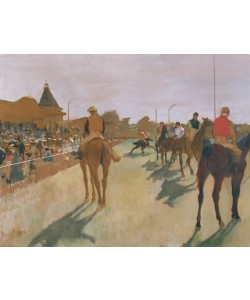 Edgar Degas, The Parade, or Race Horses in front of the Stands, c.1866-68 (oil on paper)