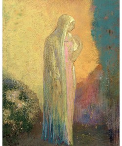 Odilon Redon, Standing Veiled Woman (pastel on paper)