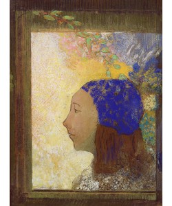 Odilon Redon, Young Girl in a Blue Bonnet, after 1890 (pastel on paper)